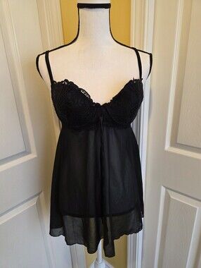 DELICATES WOMEN BLACK BABYDOLL TOP, SIZE M
